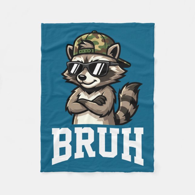 Cobertor De Velo Bruh Raccoon Camo Hat Funny Youth Teens Kids Slang (Frente)
