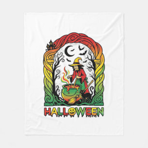 Cobertor De Velo Bruxa de Halloween Caldeirão Fermentação Gato Pret