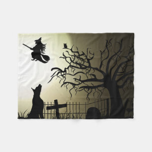 Cobertor De Velo Bruxa de Halloween e Cachorro de Howling