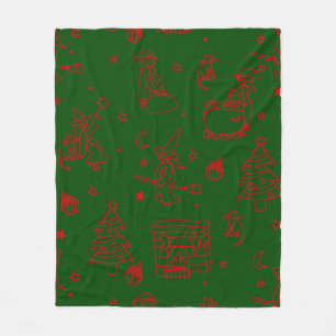 Cobertor De Velo bruxa de natal da epifania, verde da befana