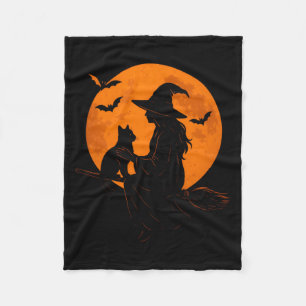 Cobertor De Velo Bruxa E Gatinho Preto Fofinho Para O Halloween