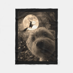 Cobertor De Velo Bruxa Maltesa Engraçada Voando Lua Cheia Selfie