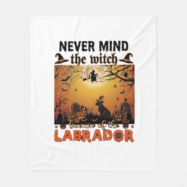 Cobertor De Velo Bruxa Não Se Importa Cuidado Labrador Halloween Ca (Frente)