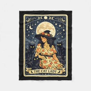 Cobertor De Velo Bruxa Senhora dos Gatos Lua Gatos Pretos Halloween