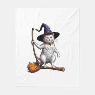 Cobertor De Velo Bruxo do Gato Halloween Bruxa Mística Amantes de G