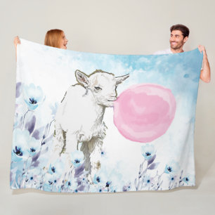 Cobertor De Velo Bubblegum Watercolor Pygmy Mãe e Bebê GetYerGoat™
