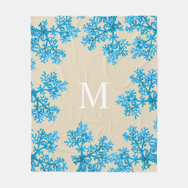 Cobertor De Velo Buchas Azuis Cinzentas Modernas | Monograma (Frente)