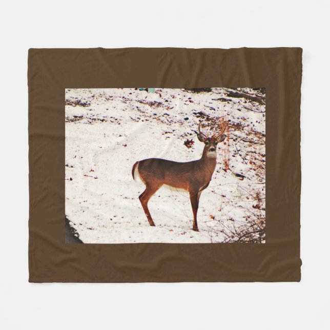 Cobertor De Velo Buck Deer na neve (Frente (Horizontal))