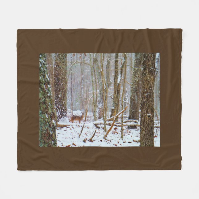 Cobertor De Velo Buck Deer na tempestade de neve (Frente (Horizontal))