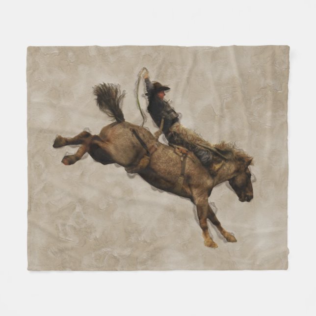Cobertor De Velo Bucking Bronco Rodeo Cowboy (Frente (Horizontal))