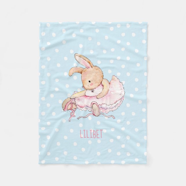 Cobertor De Velo BUDGET Baby Girls Gift Nomeado - Balé Coelho (Frente)