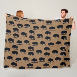 Cobertor De Velo Buffalo Bison Silhouette Grassland Pattern