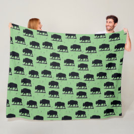 Cobertor De Velo Buffalo Bison Silhouette Grassland Pattern