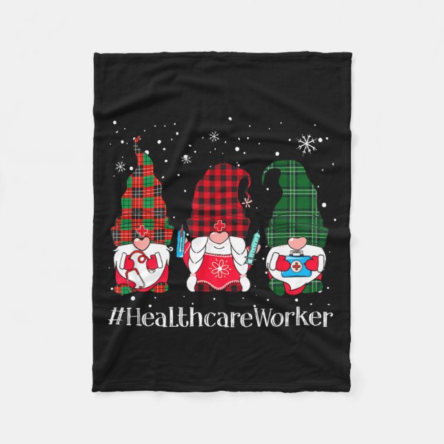 Cobertor De Velo Buffalo Plaid Gnome Healthcare Worker Nurse Christ (Frente)