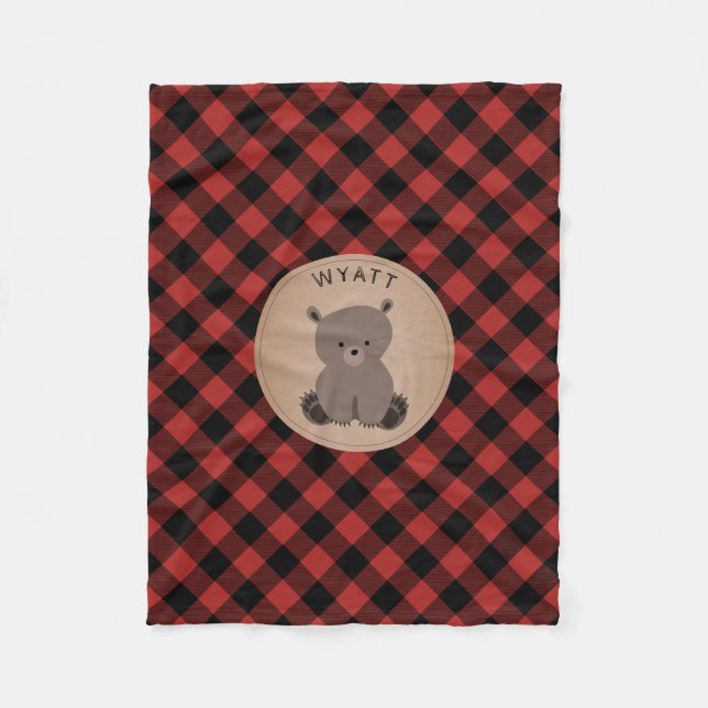 Cobertor De Velo Buffalo Xadrez Bear Kids Fleece Blanket (Frente)