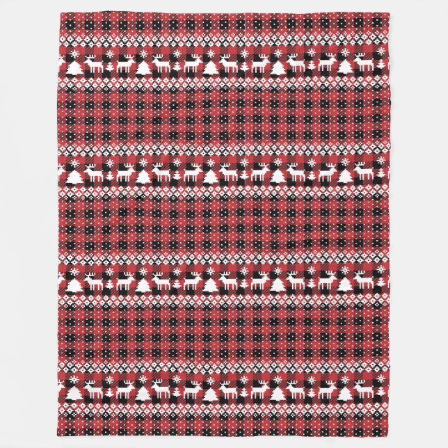 Cobertor De Velo Buffalo Xadrez Reindeer Fair Isle (Frente)