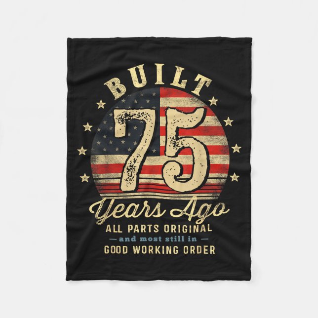 Cobertor De Velo Built 75 Years Ago Funny 75th Birthday Usa Flag  (Frente)