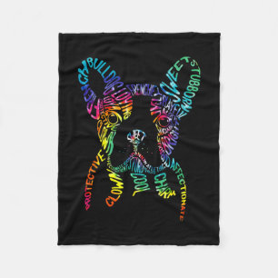 Cobertor De Velo Buldografia Tie Dye Word Art Frenchog G