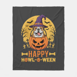 Cobertor De Velo Buldogue Engraçado Halloween Feliz Howl-O-Ween Vin
