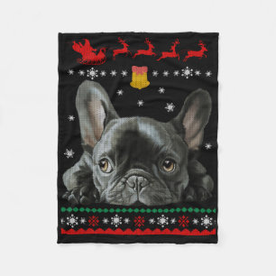 Cobertor De Velo Buldogue Francês  Feliz Natal Com O Frenchie