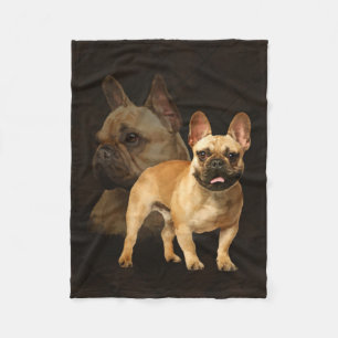 Cobertor De Velo Buldogue francês - Frenchie - xadrez de Brown