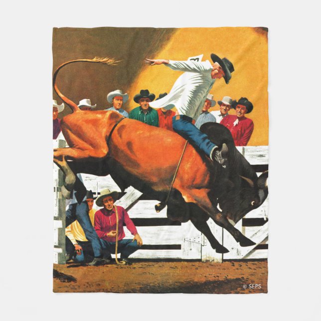 Cobertor De Velo Bull Riding by Fred Ludekens (Frente)