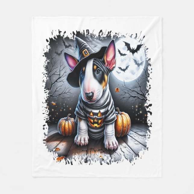 Cobertor De Velo Bull Terrier Dog Halloween (Frente)