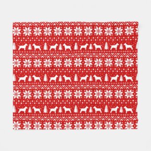 Cobertor De Velo Bull Terrier Dog Silhouettes Natal Vermelho