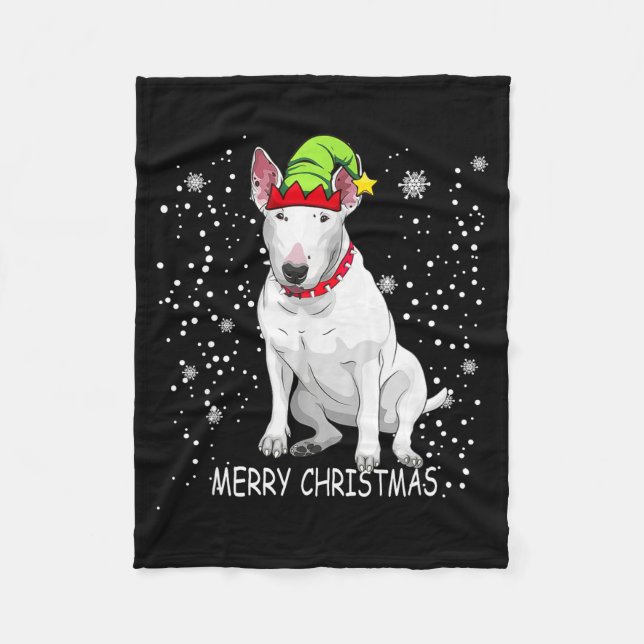 Cobertor De Velo Bull Terrier Dog Tree Christmas Sweater Xmas Dogs  (Frente)