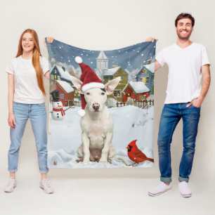 Cobertor De Velo Bull Terrier Dog Winter Wonderland Natal Joy
