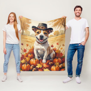 Cobertor De Velo Bull Terrier no outono deixa arte de agradecimento