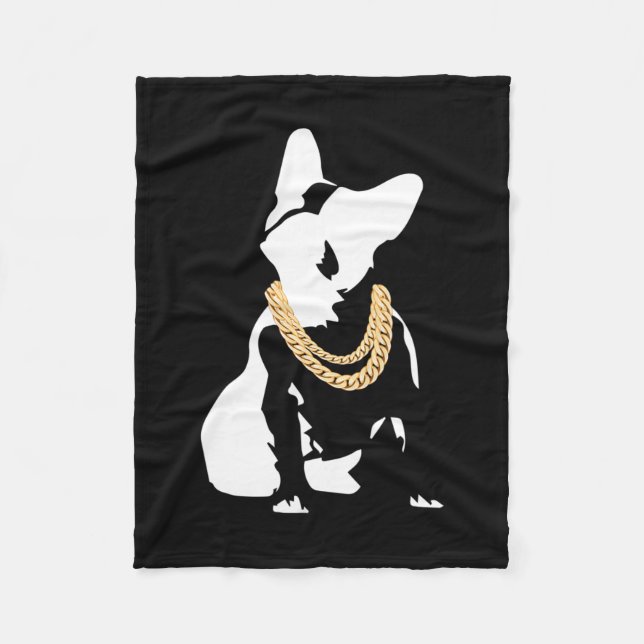 Cobertor De Velo Bulldog Com Colar De Ouro  (Frente)