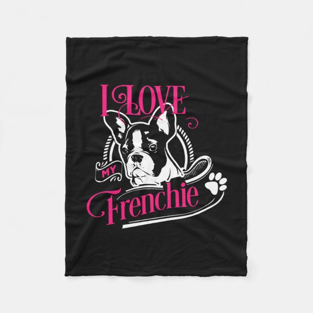 Cobertor De Velo Bulldog - Eu Amo Meu Francês 1 (Frente)
