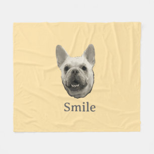 Cobertor De Velo Bulldog Francês Beige Sorriso