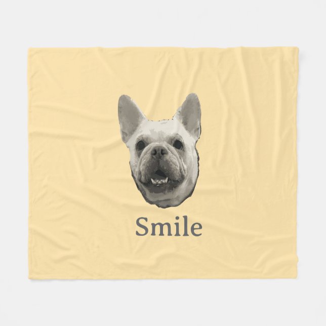 Cobertor De Velo Bulldog Francês Beige Sorriso (Frente (Horizontal))