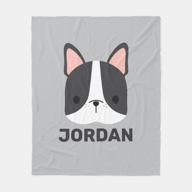 Cobertor De Velo Bulldog Francês Bonito com Nome Personalizado (Frente)