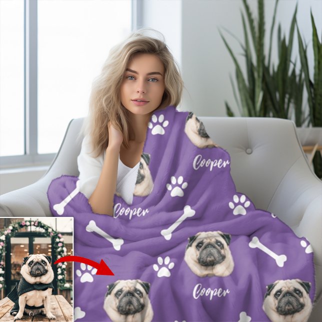 Cobertor De Velo Bulldog Francês, Pet Púrpura Personalizada (Criador carregado)