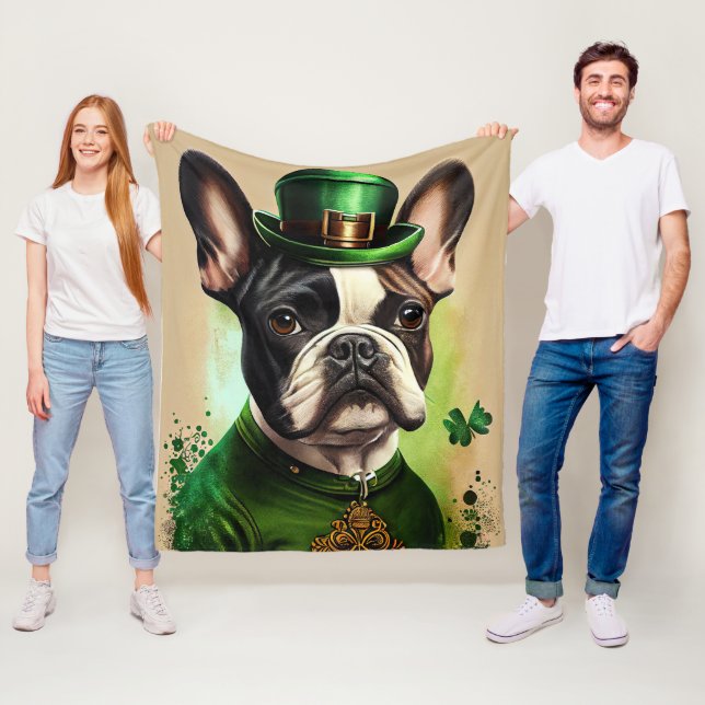 Cobertor De Velo Bulldog Francês vestido para o Dia de São Patrício (In Situ)