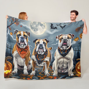 Cobertor De Velo Bulldog Halloween Spooky