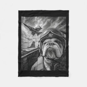 Cobertor De Velo Bulldog Inglês Engraçado Selfie Avião de Combate L