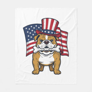 Cobertor De Velo Bulldog Patriótico Com Desenho Vetorial de Bandeir