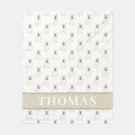 Cobertor De Velo Bulldog Personalizado em Inglês (Branco)