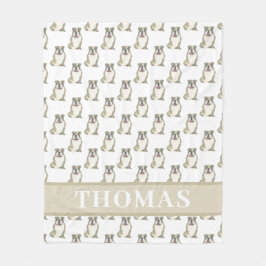 Cobertor De Velo Bulldog Personalizado em Inglês (Brindle)