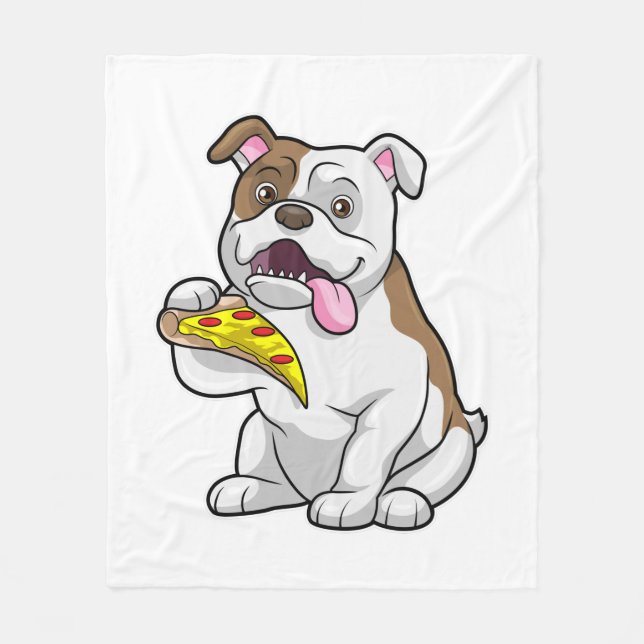 Cobertor De Velo Bulldog with Piece of Pizza (Frente)