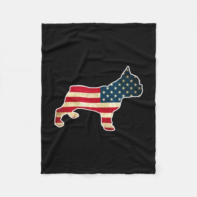 Cobertor De Velo Bulldogue Francês do Dia 4 de Julho Bandeira Ameri (Frente)