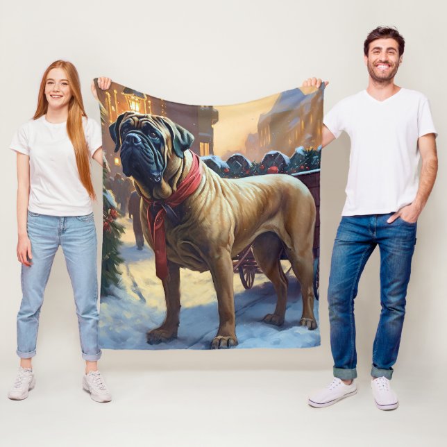 Cobertor De Velo Bullmastiff Natal Festivo (In Situ)