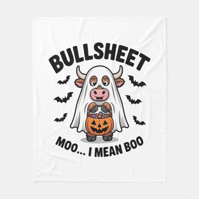 Cobertor De Velo BULLSHEET Halloween Vaca Fofa em Fantasma (Frente)