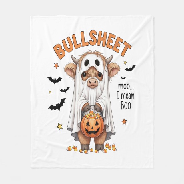 Cobertor De Velo Bullsheet Highland Cow Funny Ghost (Frente)