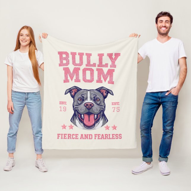 Cobertor De Velo Bully Dog Mom - Fierce Fearless Pit Bull Soft Cozy (In Situ)