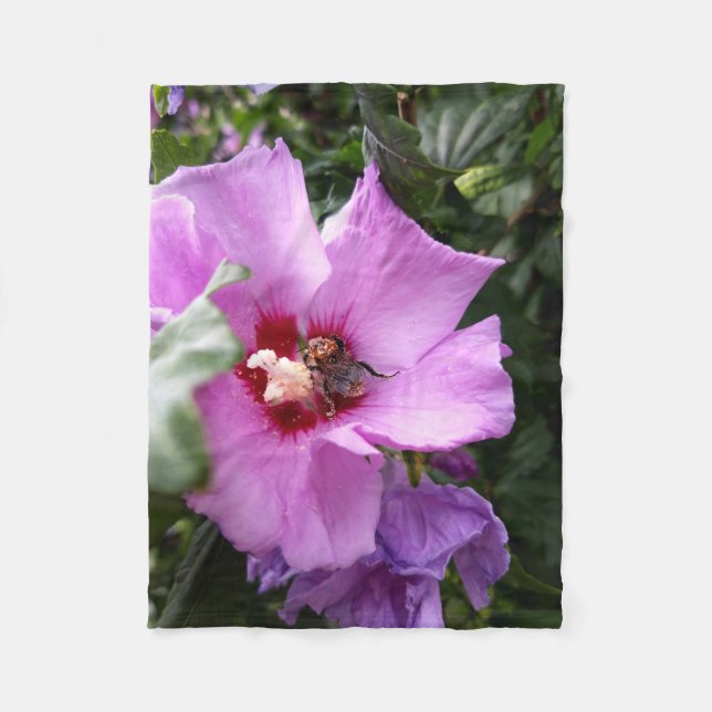 Cobertor De Velo Bumblebee na Flor de Hibiscus (Frente)